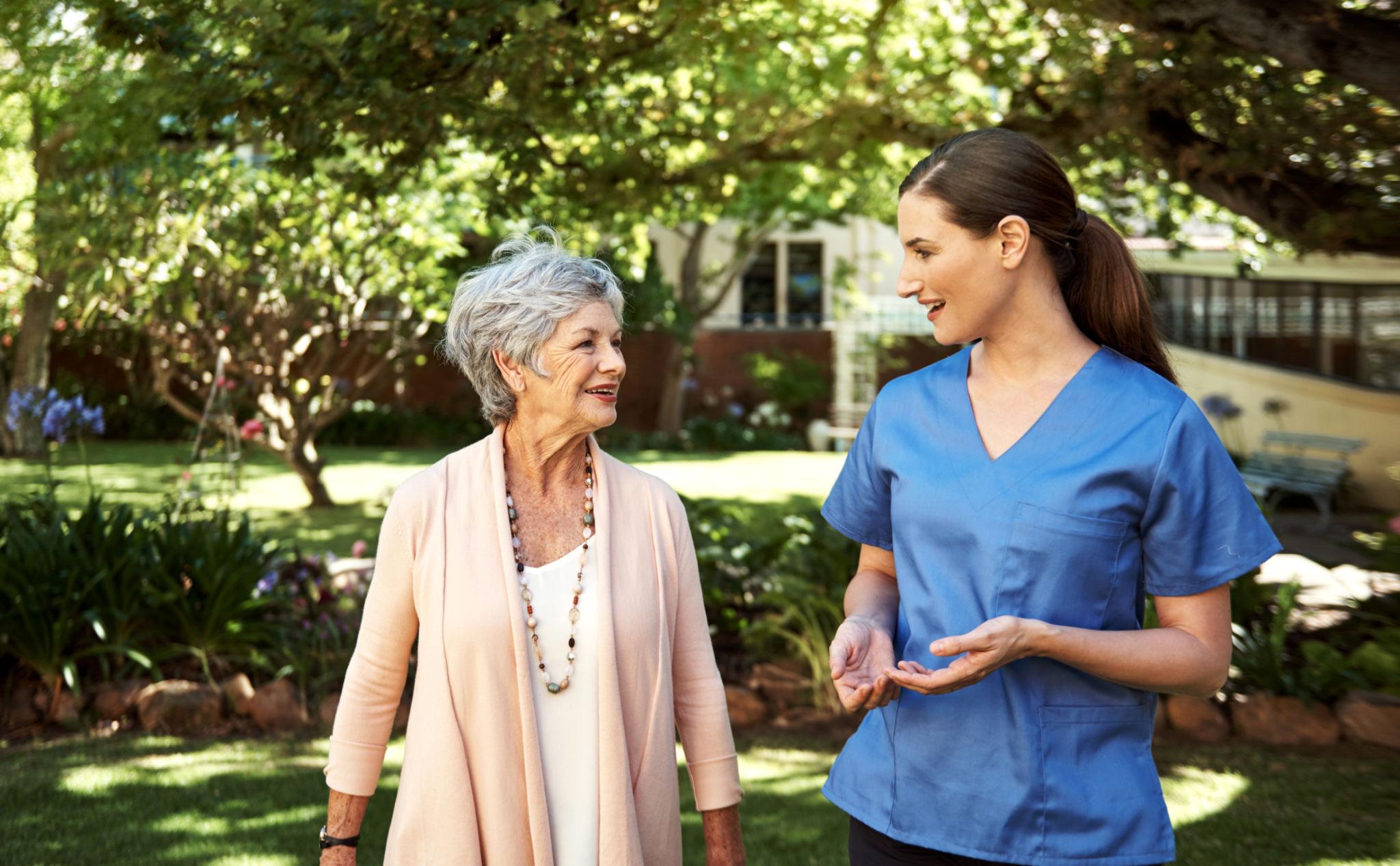Caregiver interaction in garden